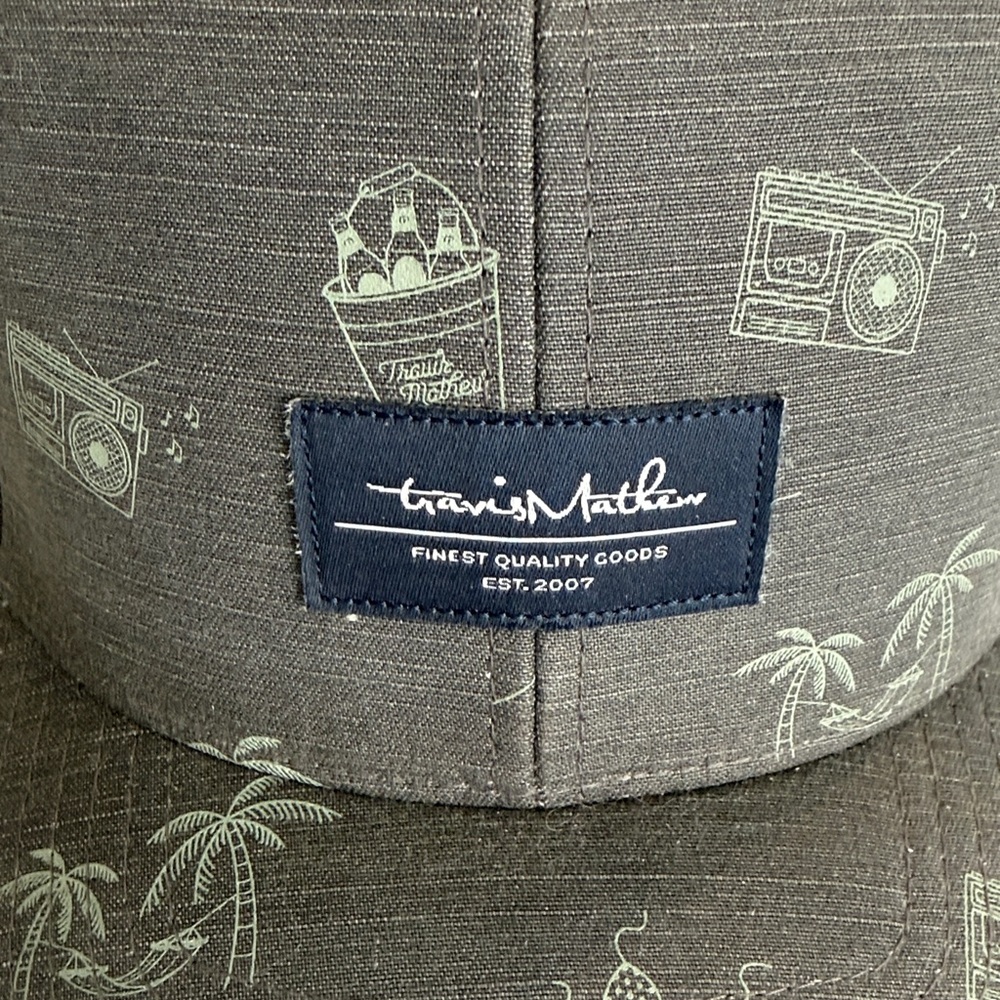 Travis Mathew Gray Palm & Radio Print Snapback Hat - Picture 2 of 10